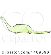 Poster, Art Print Of Cartoon Green Brontosaurus Dinosaur