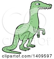 Clipart Of A Cartoon Green Velociraptor Dinosaur Royalty Free Vector Illustration by lineartestpilot