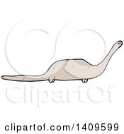 Clipart Of A Cartoon Brontosaurus Dinosaur Royalty Free Vector Illustration