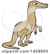 Clipart Of A Cartoon Velociraptor Dinosaur Royalty Free Vector Illustration by lineartestpilot
