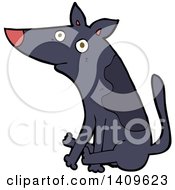 Clipart Of A Cartoon Dog Scooting His Butt On The Floor Royalty Free Vector Illustration