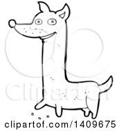 Poster, Art Print Of Cartoon Black And White Lineart Dog