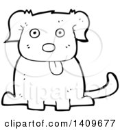 Poster, Art Print Of Cartoon Black And White Lineart Dog