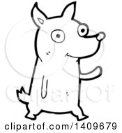 Poster, Art Print Of Cartoon Black And White Lineart Dog