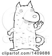 Clipart Of A Cartoon Black And White Lineart Dog Royalty Free Vector Illustration