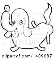 Clipart Of A Cartoon Black And White Lineart Dachshund Dog Royalty Free Vector Illustration