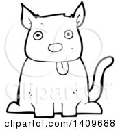 Poster, Art Print Of Cartoon Black And White Lineart Dog