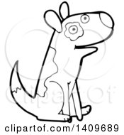 Poster, Art Print Of Cartoon Black And White Lineart Dog