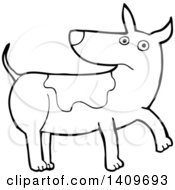 Poster, Art Print Of Cartoon Black And White Lineart Dog