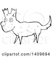 Clipart Of A Cartoon Black And White Lineart Dog Royalty Free Vector Illustration