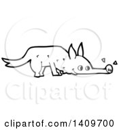 Poster, Art Print Of Cartoon Black And White Lineart Dog Sniffing