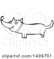 Poster, Art Print Of Cartoon Black And White Lineart Dachshund Dog