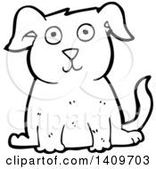 Poster, Art Print Of Cartoon Black And White Lineart Dog