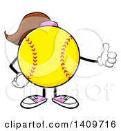 Cartoon Female Softball Character Mascot Giving A Thumb Up