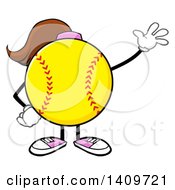 Poster, Art Print Of Cartoon Female Softball Character Mascot Waving