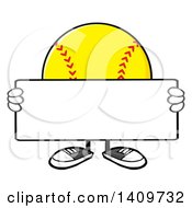 Cartoon Male Softball Character Mascot Holding A Blank Sign