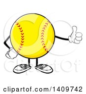 Cartoon Male Softball Character Mascot Giving A Thumb Up