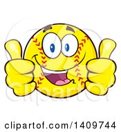 Cartoon Male Softball Character Mascot Giving Two Thumbs Up