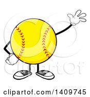 Cartoon Male Softball Character Mascot Waving