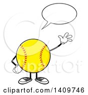 Poster, Art Print Of Cartoon Male Softball Character Mascot Talking And Waving