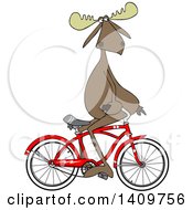 Poster, Art Print Of Moose Sitting On Handelbars And Riding A Bicycle Backwards