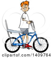 Poster, Art Print Of Happy Red Haired Caucasian Boy Riding A Stingray Bicycle