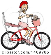 Poster, Art Print Of Happy Brunette Caucasian Girl Riding A Stingray Bicycle