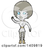 Poster, Art Print Of Cartoon Female Robot