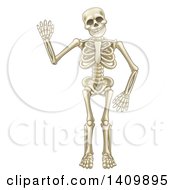 Poster, Art Print Of Happy Cartoon Skeleton Character Waving