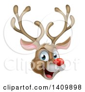 Poster, Art Print Of Happy Rudolph Red Nosed Reindeer Face