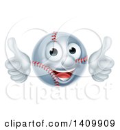 Poster, Art Print Of Cartoon Happy Baseball Mascot Giving Two Thumbs Up