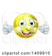 Poster, Art Print Of Cartoon Happy Tennis Ball Mascot Giving Two Thumbs Up