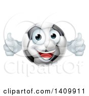 Clipart Of A Cartoon Happy Soccer Ball Mascot Giving Two Thumbs Up Royalty Free Vector Illustration