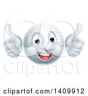Poster, Art Print Of Cartoon Happy Golf Ball Mascot Giving Two Thumbs Up