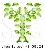 Clipart Of A Gradient Green Plant Forming A Dna Caduceus Royalty Free Vector Illustration