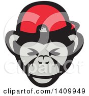 Clipart Of A Chimpanzee Baseball Player Wearing Cap Backwards Royalty Free Vector Illustration