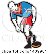 Clipart Of A Retro Male Rugby Player Royalty Free Vector Illustration