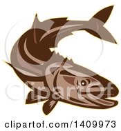 Poster, Art Print Of Retro Brown Diving Cobia Fish