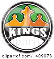 Clipart Of A Retro Crown With Kings Text Circular Design Royalty Free Vector Illustration