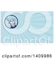 Clipart Of A Roman Sea God Neptune Or Poseidon With A Trident And Blue Rays Background Or Business Card Design Royalty Free Illustration by patrimonio