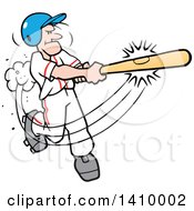 Poster, Art Print Of Cartoon Caucasian Male Baseball Player Hitting A Home Run Symbolizing Its A Hit