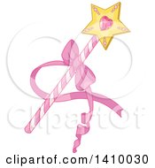 Clipart Of A Magic Wand With A Star Royalty Free Vector Illustration