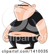 Cartoon Clipart Of A Fat Caucasian Bully Man Standing With Fisted Hands Royalty Free Vector Illustration