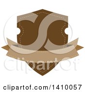 Clipart Of A Brown Shield And Banner Design Element Royalty Free Vector Illustration