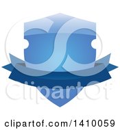 Poster, Art Print Of Gradient Blue Shield And Banner Design Element