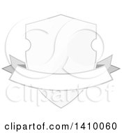Clipart Of A Gradient White Shield And Banner Design Element Royalty Free Vector Illustration