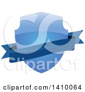Clipart Of A Gradient Blue Shield And Banner Design Element Royalty Free Vector Illustration by dero
