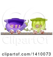 Poster, Art Print Of Green Bell Pepper And Eggplant Produce Train