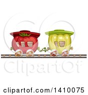 Poster, Art Print Of Green Bell Pepper And Tomato Produce Train