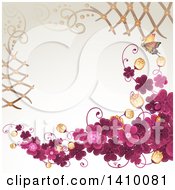 Clipart Of A Purple Clover Floral Background Royalty Free Vector Illustration